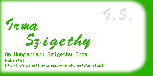 irma szigethy business card